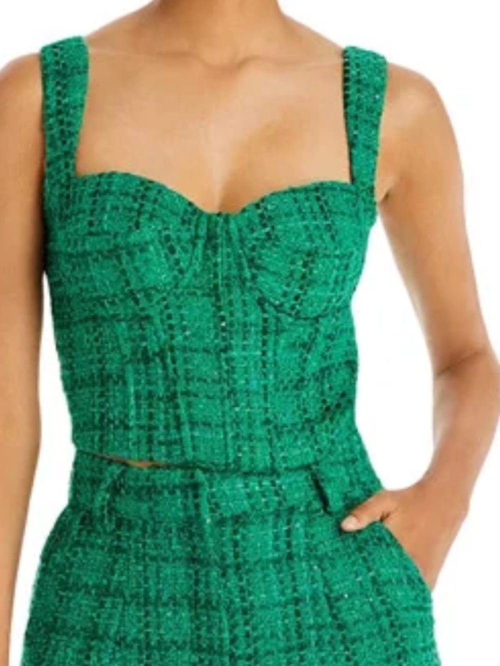 NWT Aqua x Maeve Reilly Green Tweed Bustier Top XL